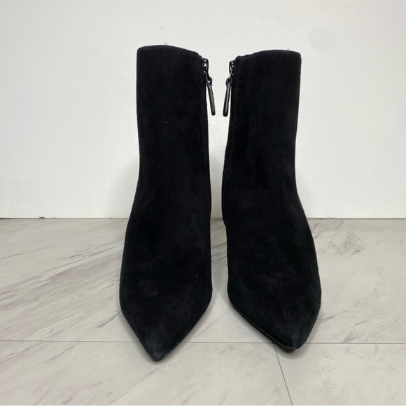 Tory Burch Sculpted Wedge Heel Pointed Toe Black Suede Bootie 6 1/2 M - Picture 2 of 14